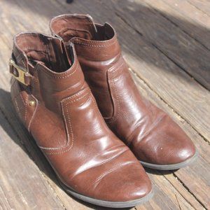 Brown Faux Leather Boots, Size 9